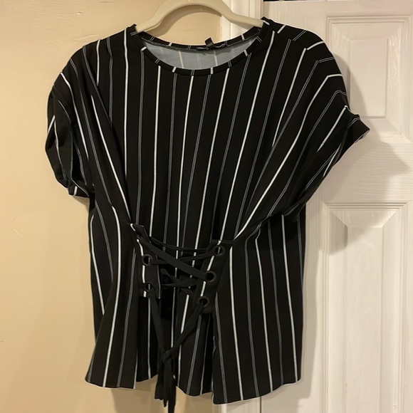 Black Stripe Corset Top - Picture 1 of 5